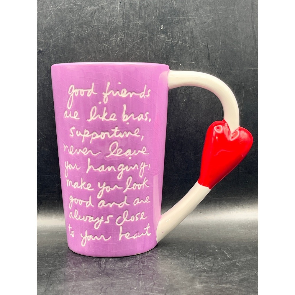Friend Coffee Mug Good Friends Are Like Bras Poem 5.75" Sandra Magsamen Purple